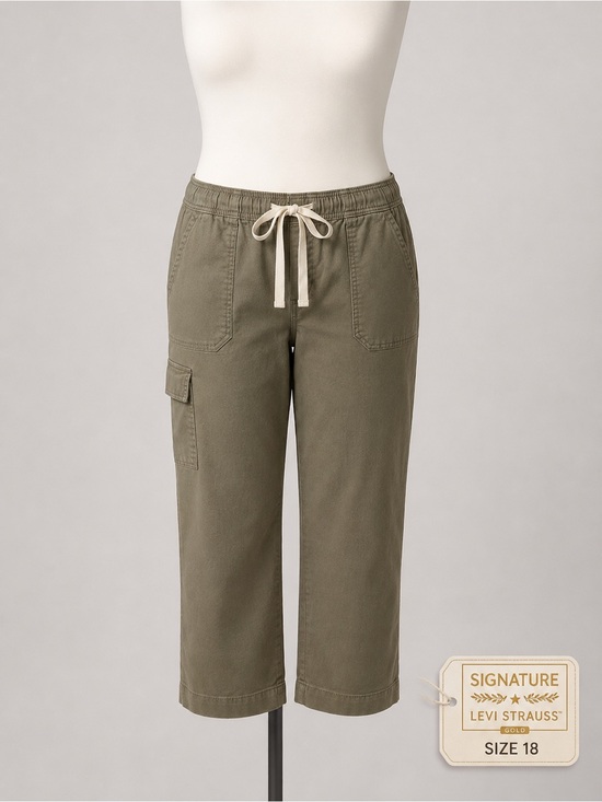 Levi Strauss Signature Pants - Levi's Signature Olive Cargo Crop Shorts
